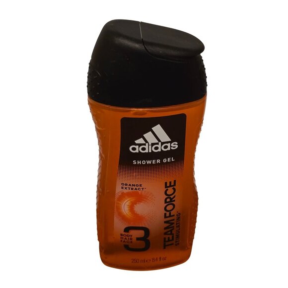 Adidas Team Force Shower Gel 250ml Orange Extract Hydrating For Body Face & Hair - Picture 1 of 2